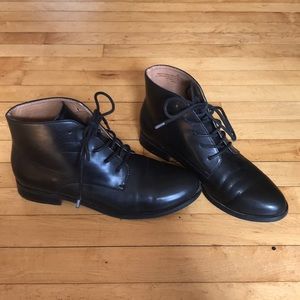 Black Faux Leather Ankle Boots